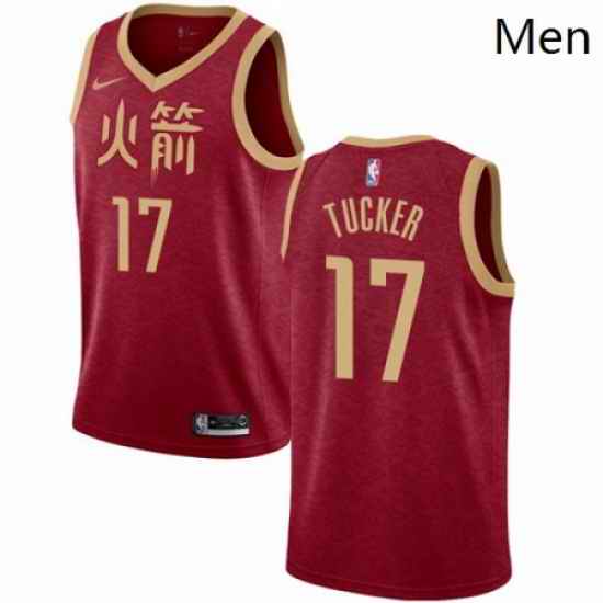 Mens Nike Houston Rockets 17 PJ Tucker Swingman Red NBA Jersey 2018 19 City Edition